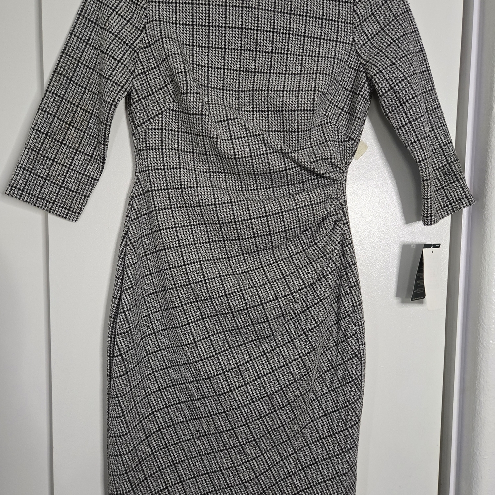 Ralph Lauren Black and White Plaid Long Sleeve Dress